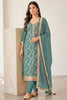 Light Sea Green Silk Resham And Zari Woven Unstitched Suit Fabric