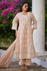 Beige Cotton Resham Embroidered Chikankari  Anarkali  Suit Set