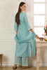Light Blue Cotton Mirror Work & Resham Embroidered Suit