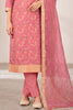 Dusty Peach Silk Resham And Zari Woven Unstitched Suit Fabric