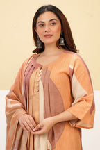 Pastel Mustard Cotton Printed Suit