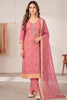 Dusty Peach Silk Resham And Zari Woven Unstitched Suit Fabric