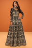 Black Georgette Heavy Embroidered Floor-Length Suit