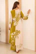 Light Green Rayon Cotton Floral Printed Kurta Set With Palazzo