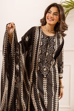 Black Cotton Printed Suit with Palazzo