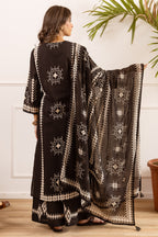 Black Cotton Printed Suit with Palazzo