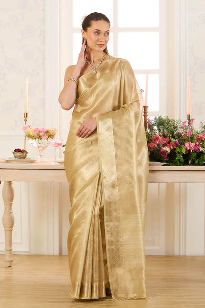 Golden Tissue Zari Woven Saree