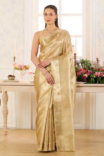 Golden Tissue Zari Woven Saree