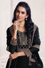 Black Crepe Silk Sequins & Zari Embroidered Anarkali Suit