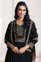 Black Crepe Silk Sequins & Zari Embroidered Anarkali Suit