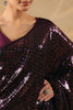 Wine Georgette Sequins Embroidered Saree