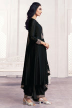 Black Crepe Silk Sequins & Zari Embroidered Anarkali Suit