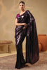 Wine Georgette Sequins Embroidered Saree