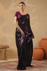 Wine Georgette Sequins Embroidered Saree