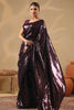Wine Georgette Sequins Embroidered Saree