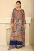 Blue Crepe Silk Kashmiri Jamawar Printed And Embroidered Suit With Pallazo