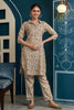 Beige & Green Color Muslin Printed Co-Ord Set
