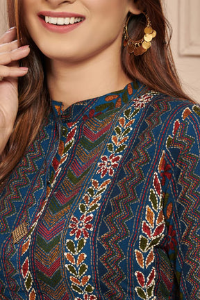 Black Color Printed Cotton Kurti