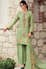 Green Color Crepe Embroidered Unstitched Suit Material
