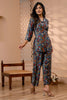 Dusty Blue Color Muslin Printed Co-Ord Dress