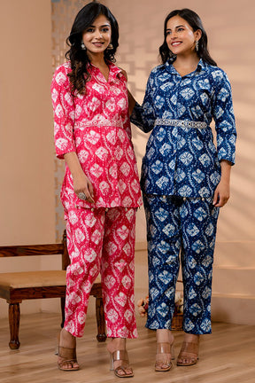 Pink Color Muslin Printed Co-Ord Dress