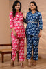 Blue Color Printed Muslin Co-Ord Dress