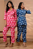 Blue Color Printed Muslin Co-Ord Dress