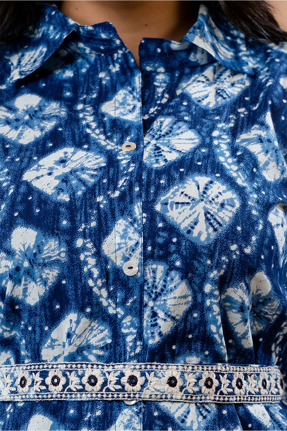 Blue Color Printed Muslin Co-Ord Dress