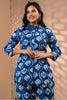 Blue Color Printed Muslin Co-Ord Dress