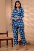 Blue Color Printed Muslin Co-Ord Dress