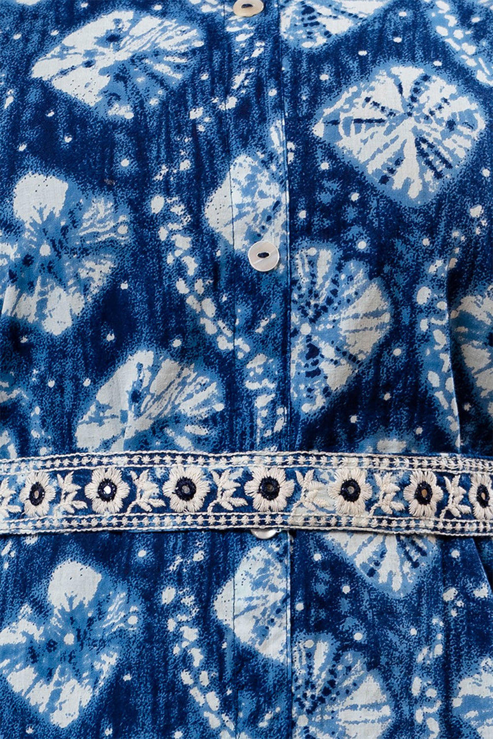 Blue Color Printed Muslin Co-Ord Dress