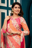 Fuchsia Pink & Orange Color Muslin Printed Straight Suit