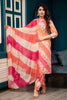 Fuchsia Pink & Orange Color Muslin Printed Straight Suit