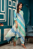 Blue & Turquoise Color Muslin Printed Straight Suit