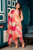 Fuchsia Pink & Orange Color Muslin Printed Straight Suit