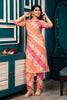 Fuchsia Pink & Orange Color Muslin Printed Straight Suit