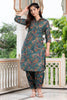Green Color Printed Muslin Co-Ord Set