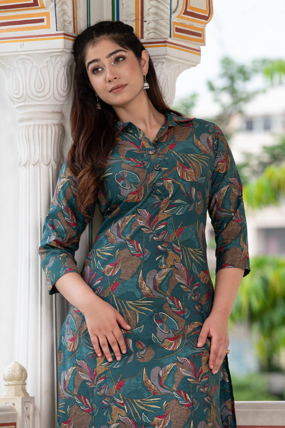 Green Color Printed Muslin Co-Ord Set