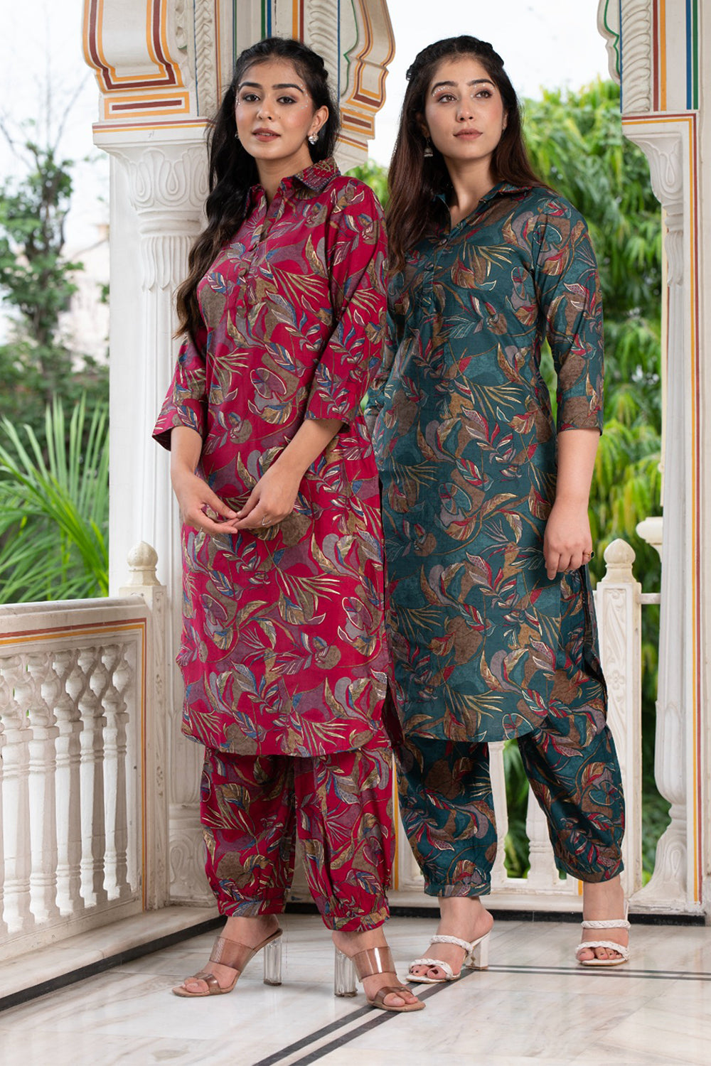 Magenta Color Printed Muslin Co-Ord Set