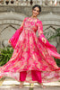 Fuchsia Pink Color Crepe Alia-Cut Printed Straight Suit