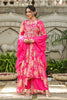 Fuchsia Pink Color Crepe Alia-Cut Printed Straight Suit