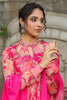 Fuchsia Pink Color Crepe Alia-Cut Printed Straight Suit