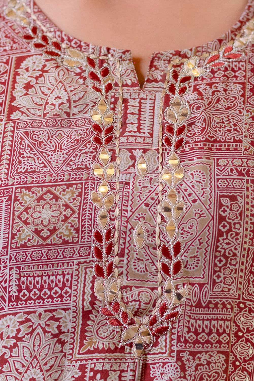 Maroon Color Muslin Printed Suit