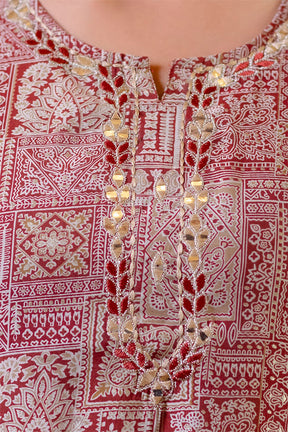 Maroon Color Muslin Printed Suit