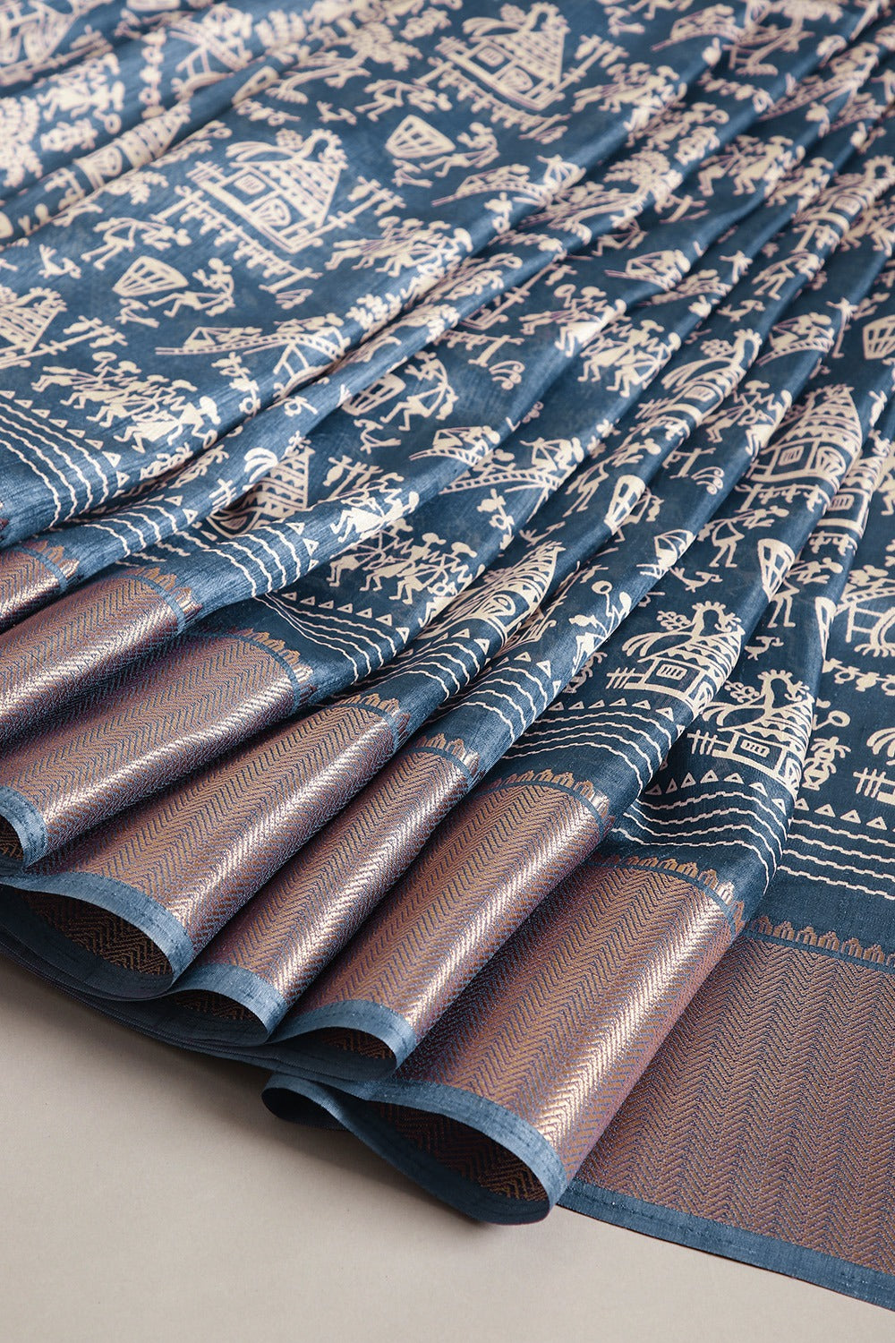 Royal Blue Color Cotton Silk Printed Saree