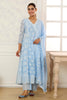 Light Blue Cotton Resham Embroidered and Lace Work Anarkali Suit