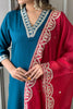 Navy Color Muslin Suit With Contrast Dupatta
