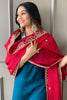 Navy Color Muslin Suit With Contrast Dupatta