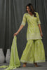 Pista Green Colour Cotton Embroidered Gharara Suit