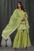 Pista Green Colour Cotton Embroidered Gharara Suit